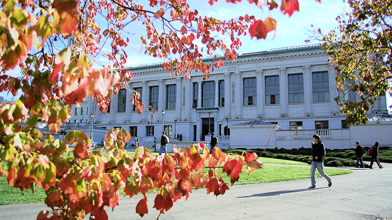 Doe Library in fall - links to UDAR leadership page